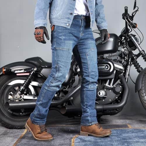 Pantalones de moto para hombres, jeans de -Azul - Imagen 3