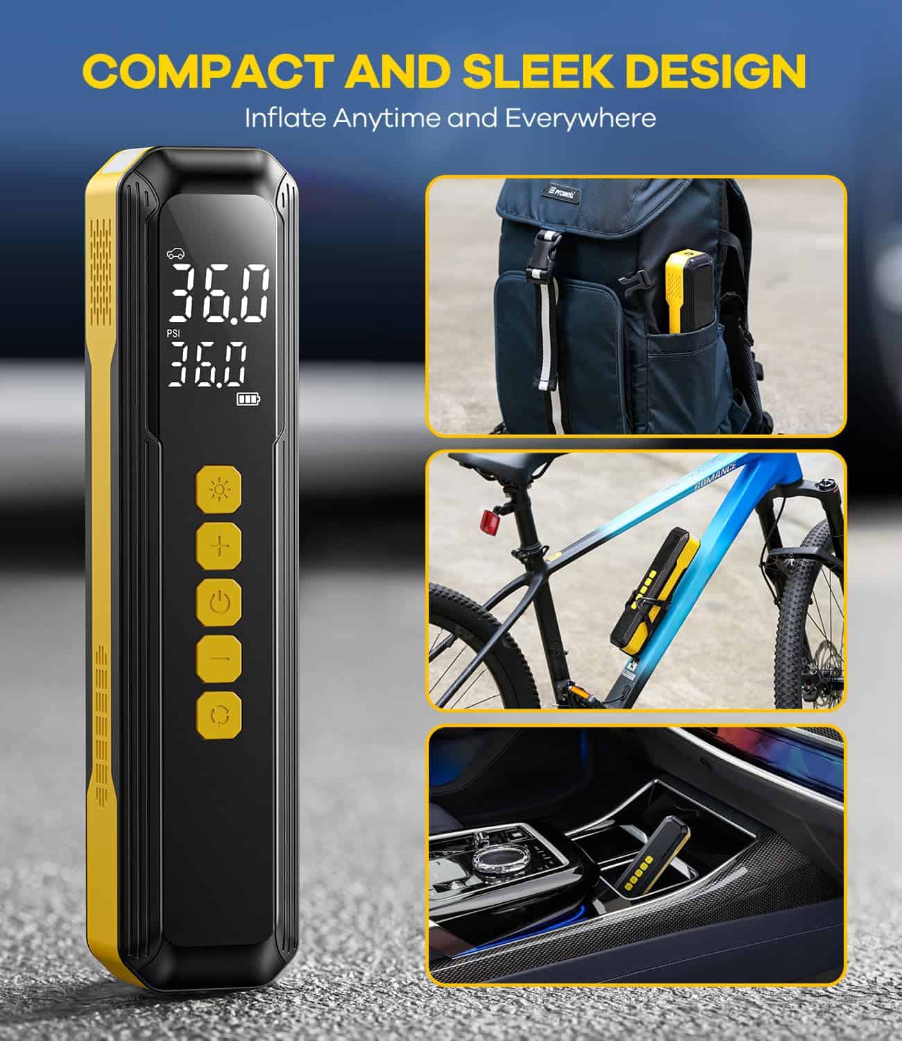 Inflador de Neumáticos Compresor de Aire Portátil - 5X Más - Imagen 9