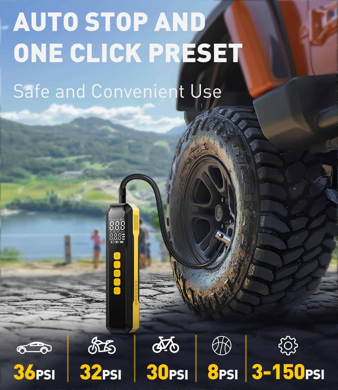 Inflador de Neumáticos Compresor de Aire Portátil - 5X Más - Imagen 7