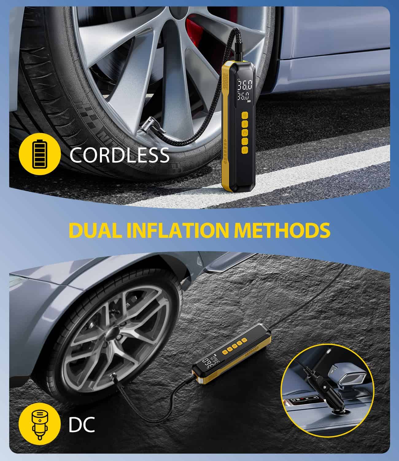 Inflador de Neumáticos Compresor de Aire Portátil - 5X Más - Imagen 5