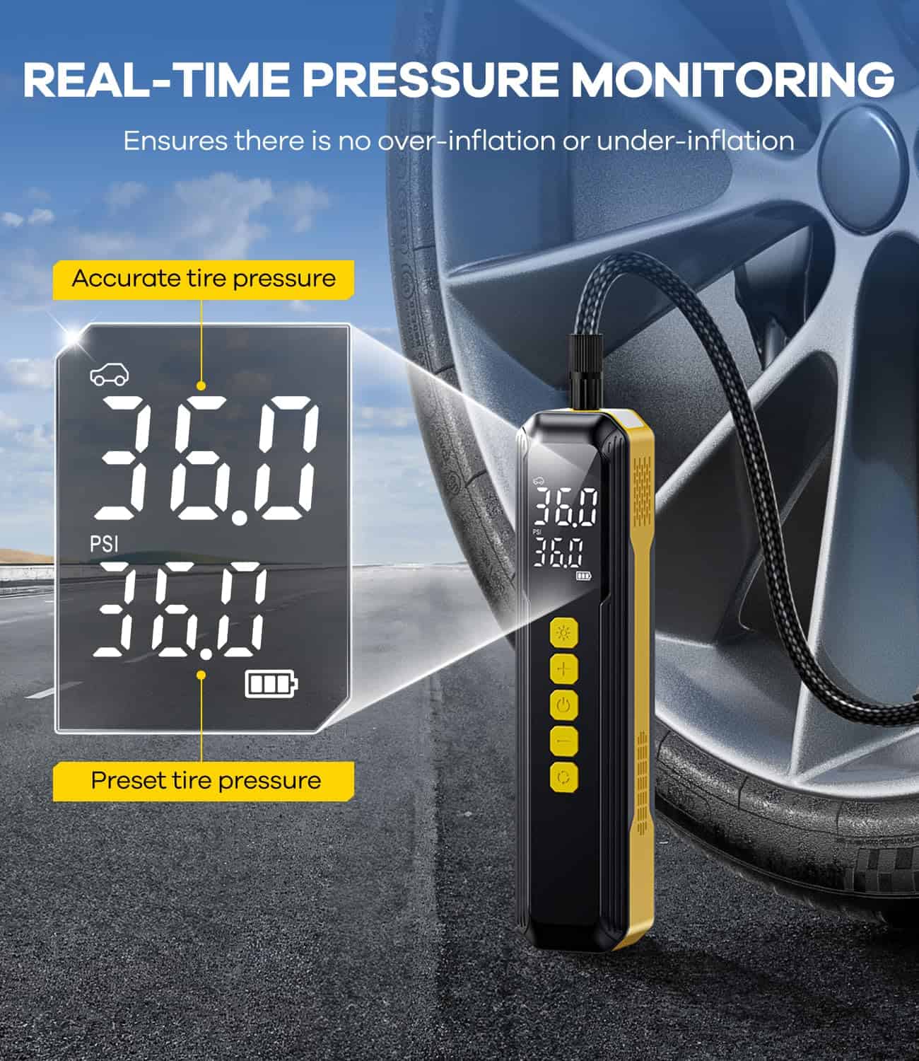 Inflador de Neumáticos Compresor de Aire Portátil - 5X Más - Imagen 10