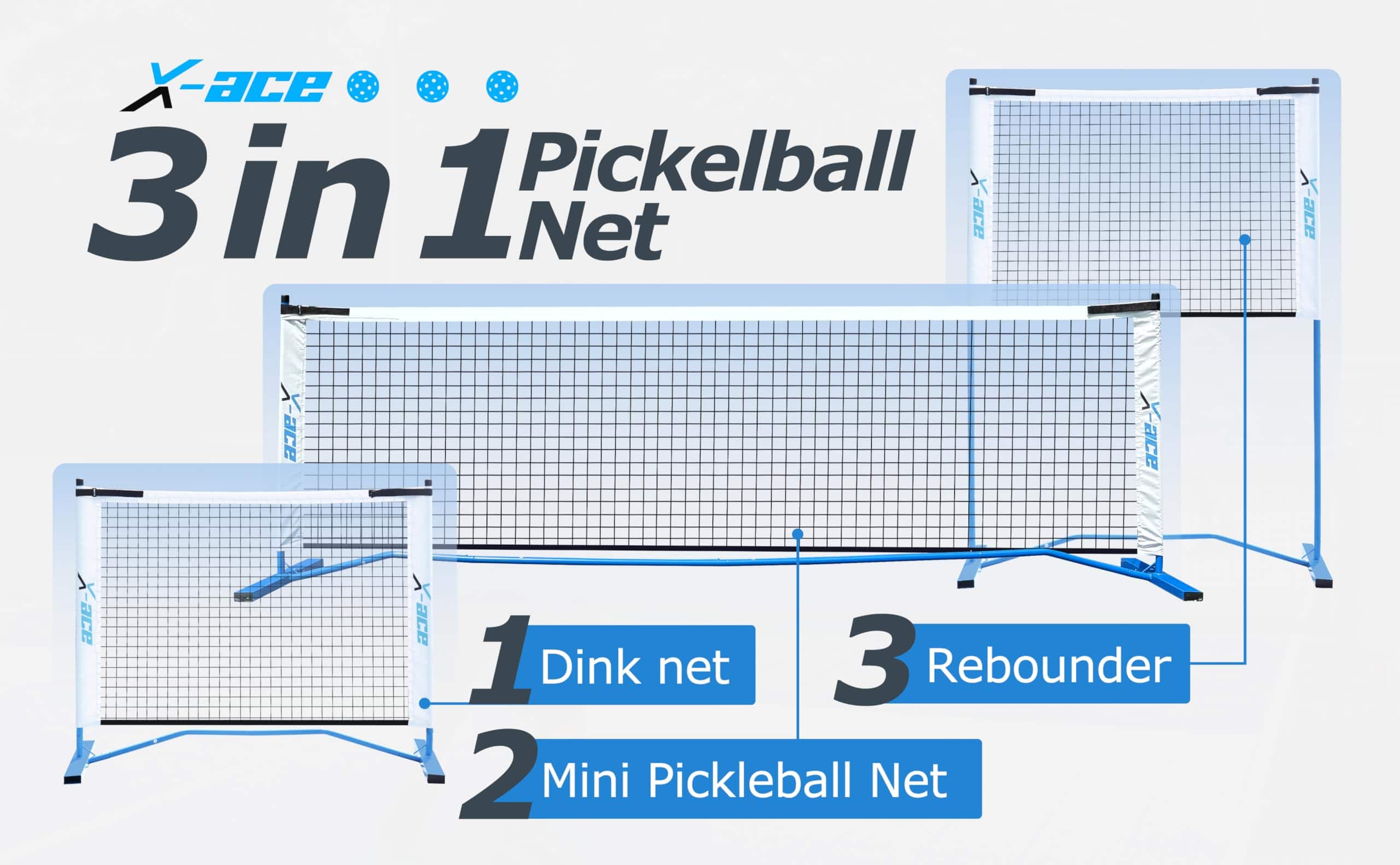 Red Mini de Pickleball X-ACE 3 en 1 para Entrenamiento de - Imagen 3
