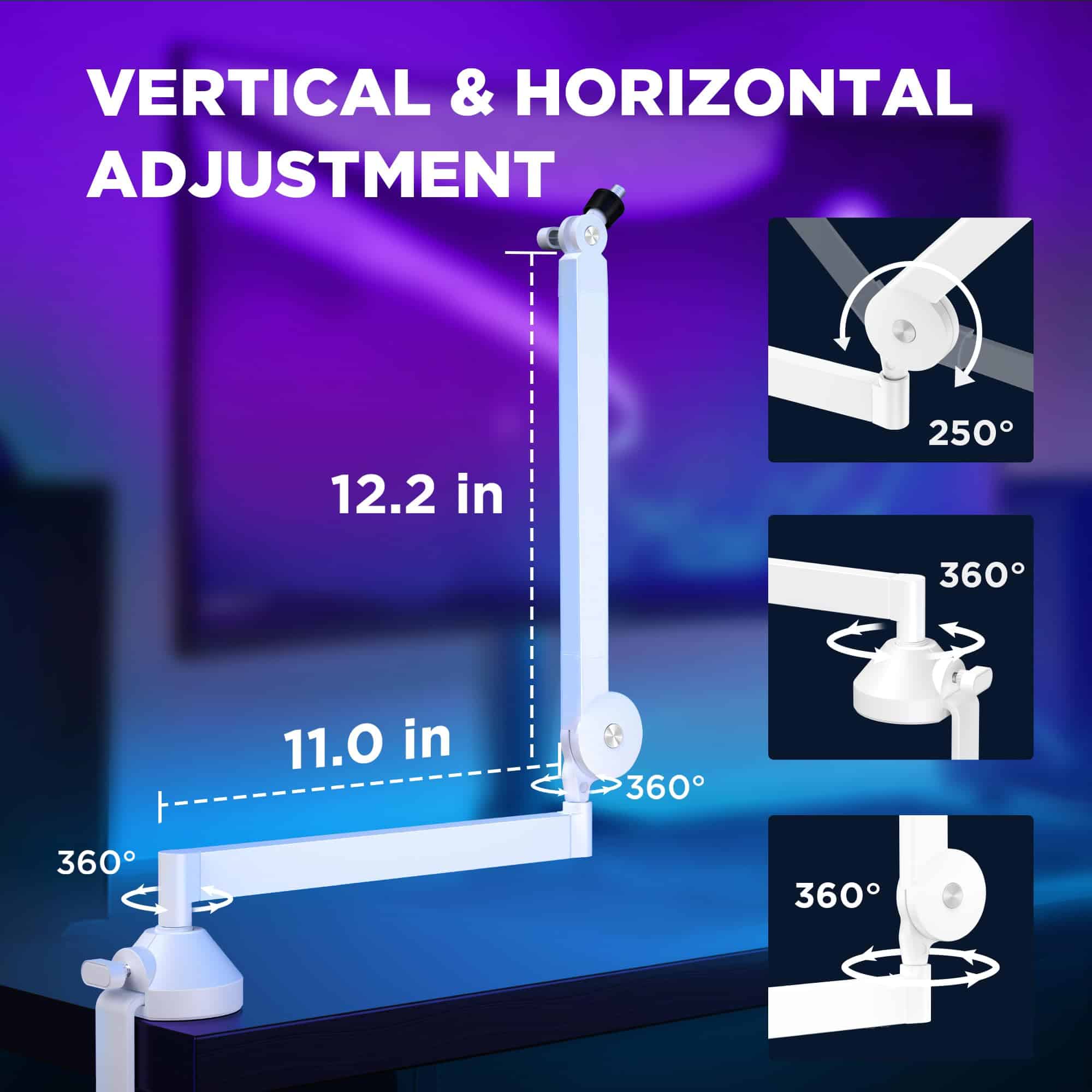 Brazo de Micrófono de Perfil Bajo InnoGear, Brazo Giratorio - Imagen 4