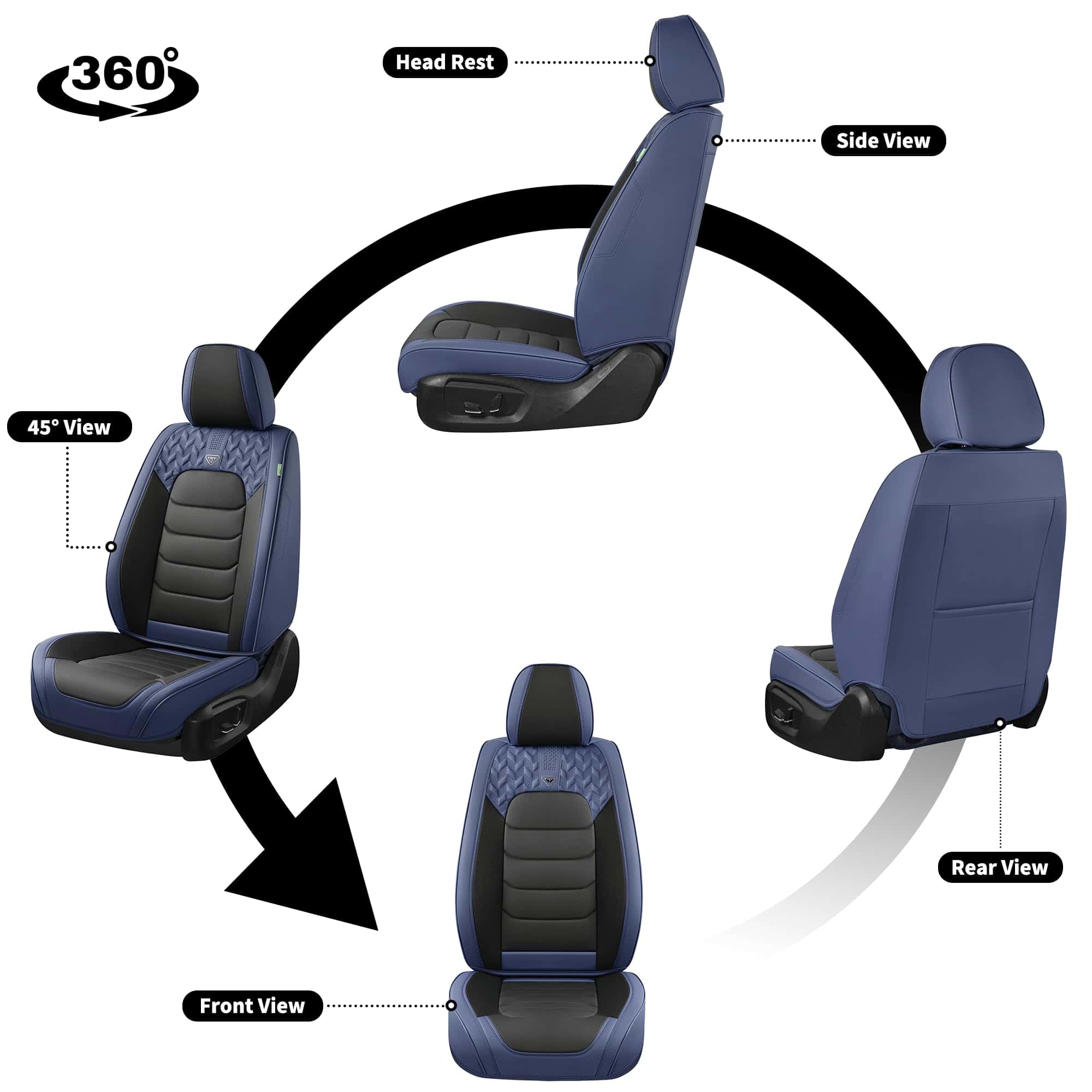 Juego completo de fundas para asientos -Azul y Negro - Imagen 7