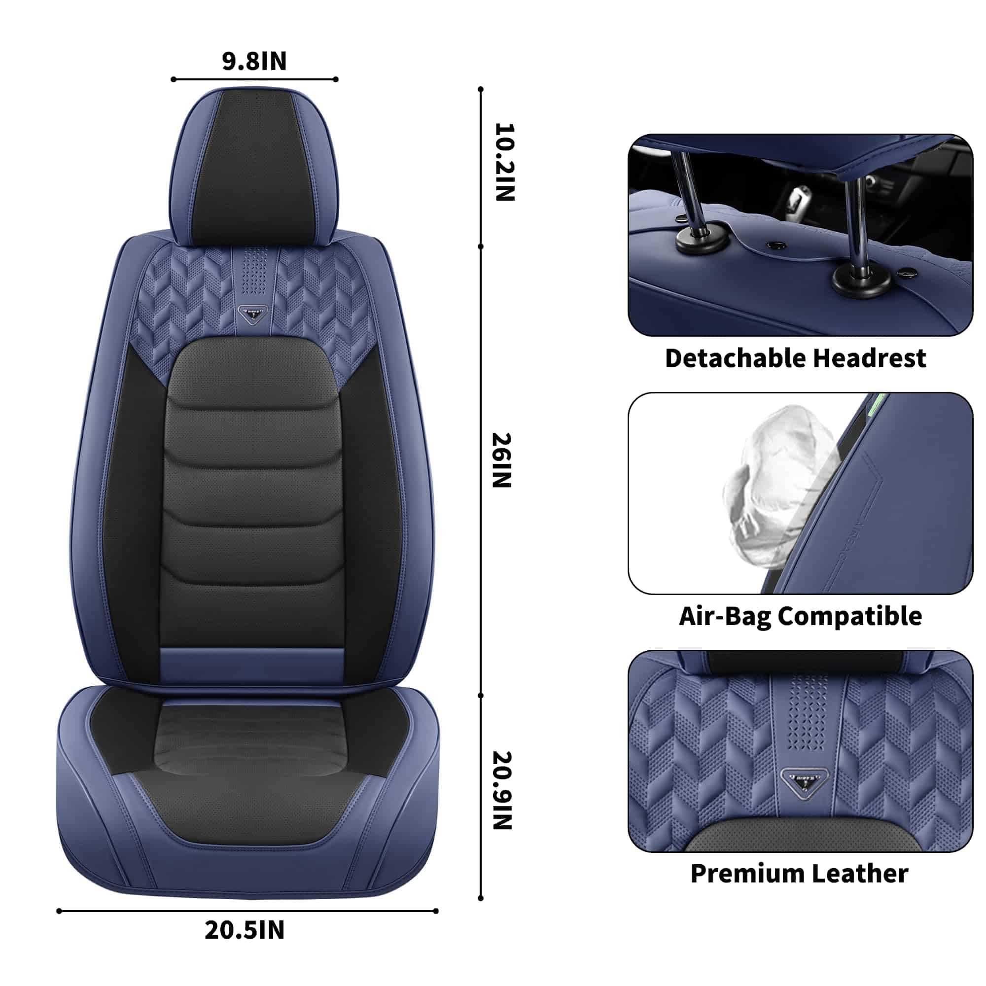 Juego completo de fundas para asientos -Azul y Negro - Imagen 5