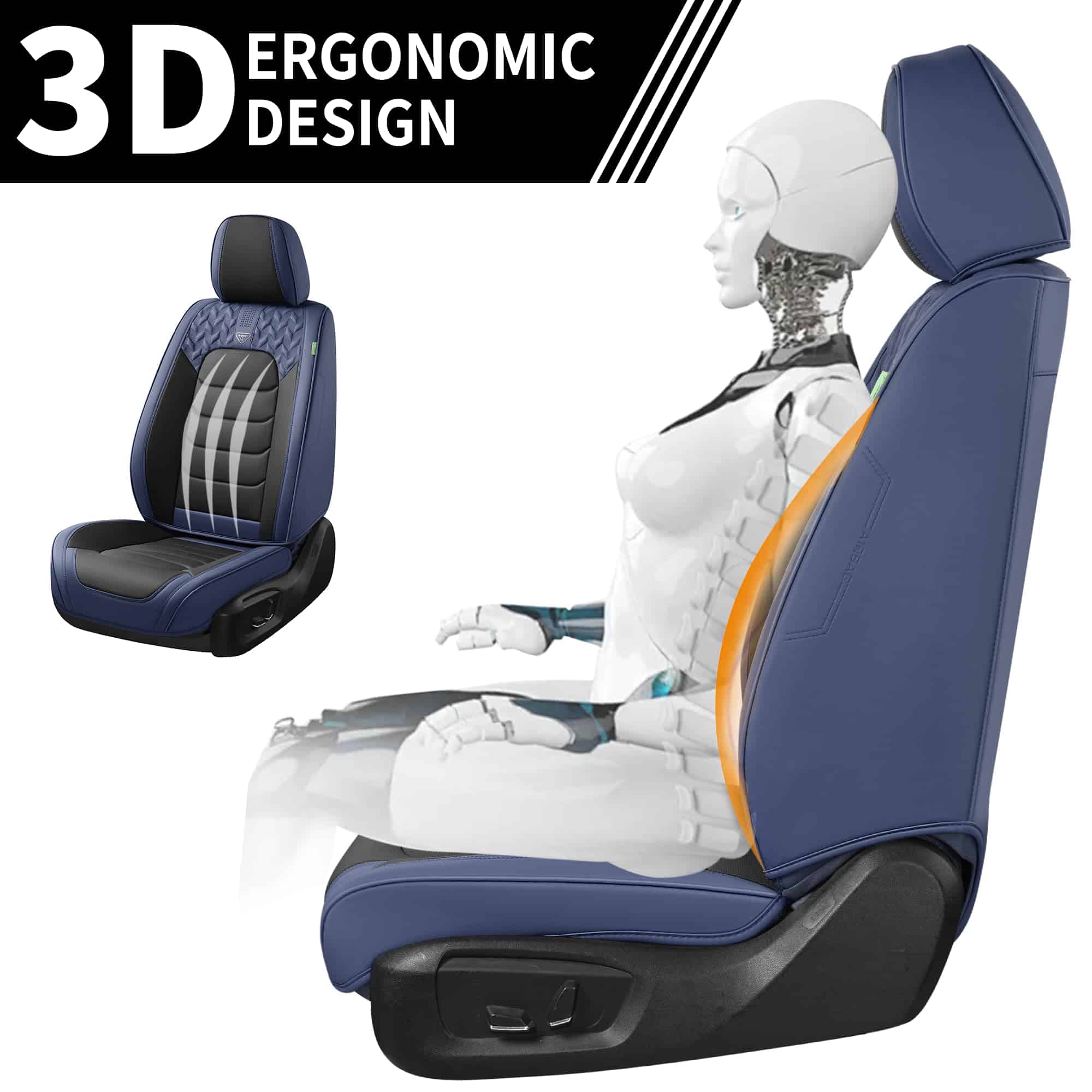 Juego completo de fundas para asientos -Azul y Negro - Imagen 8