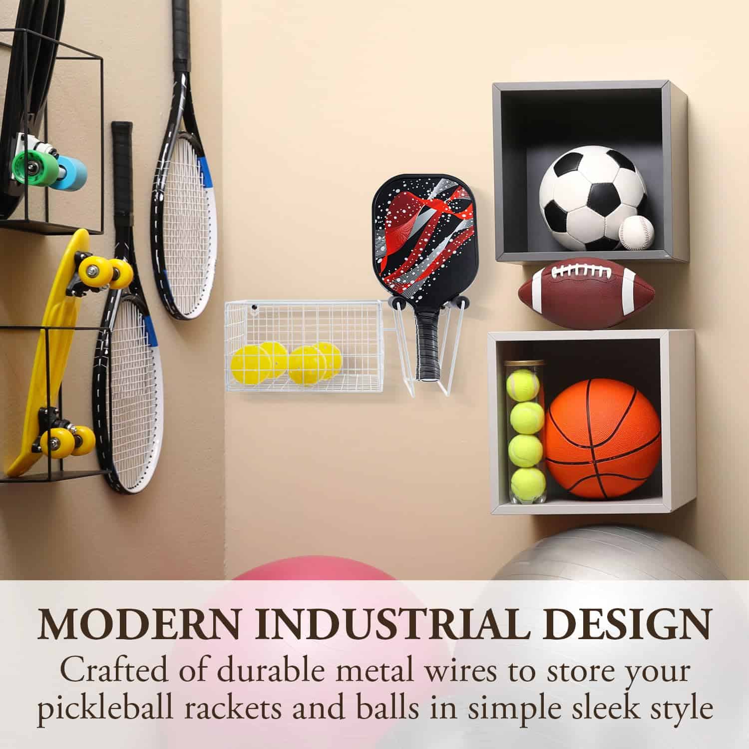 Organizador de Equipos de Pickleball de Pared de Metal - Imagen 3