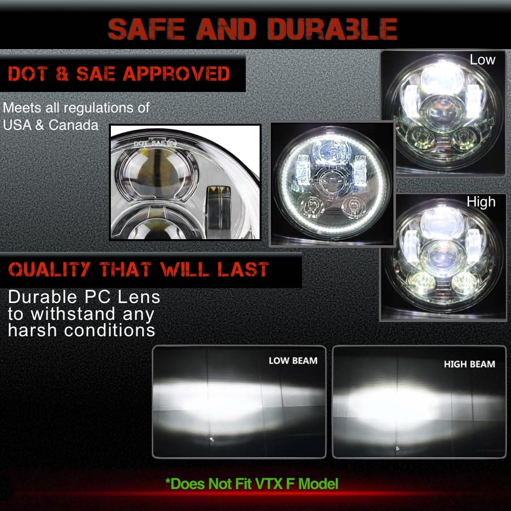 Faros LED SLK-Lights VT1300 Fury Chrome Halo 5 3/4in - - Imagen 6