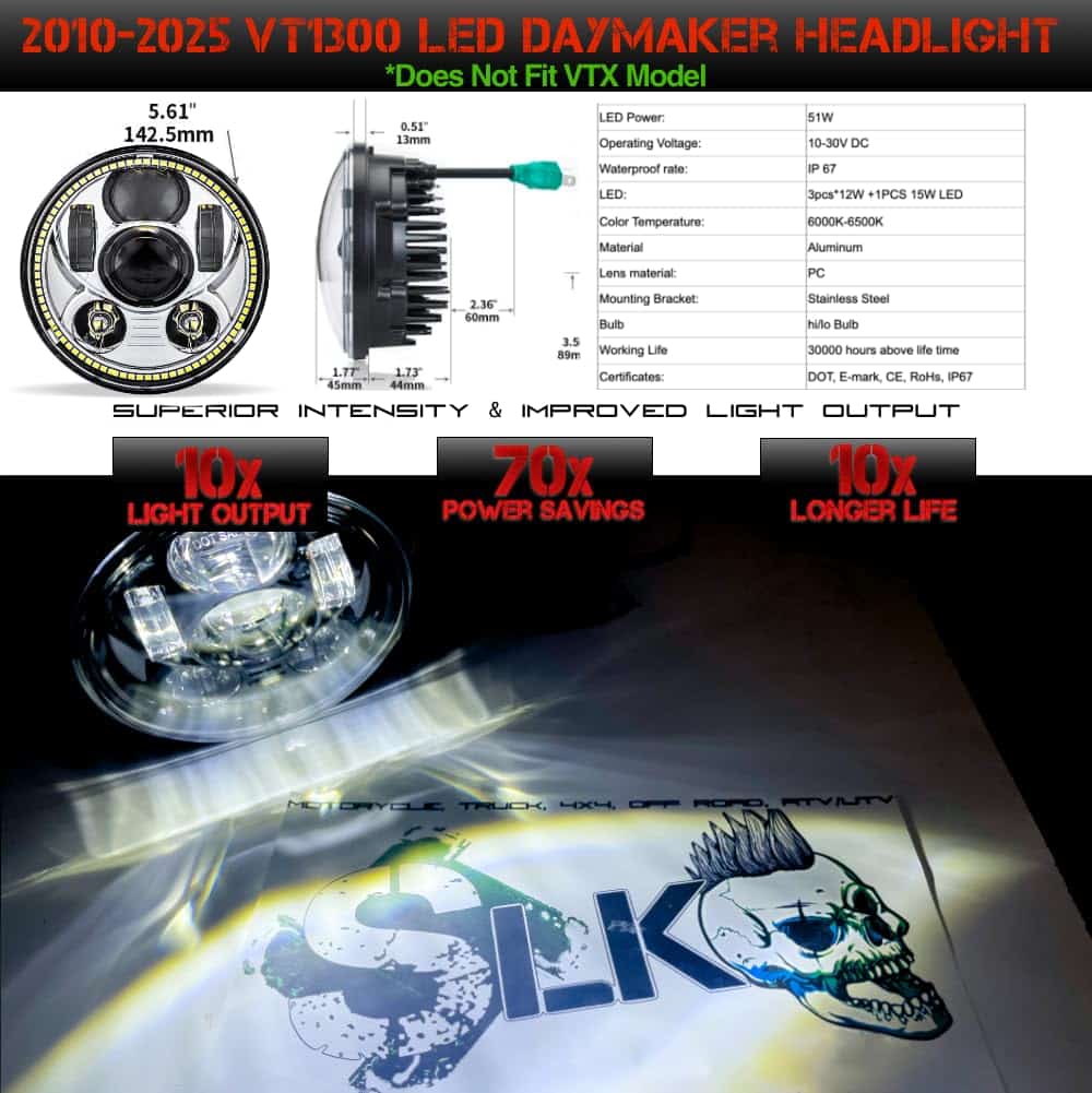 Faros LED SLK-Lights VT1300 Fury Chrome Halo 5 3/4in - - Imagen 3