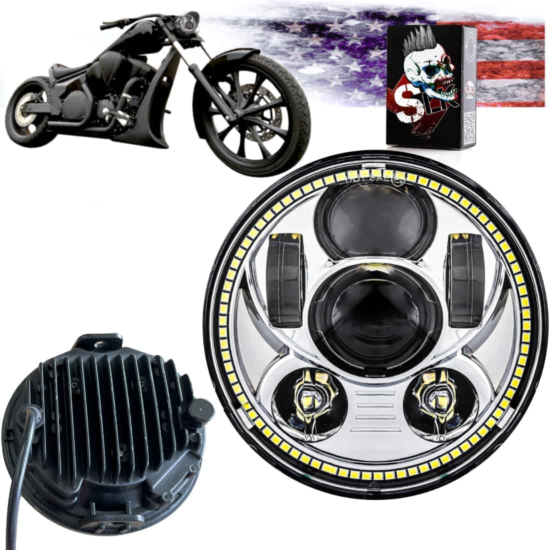 Faros LED SLK-Lights VT1300 Fury Chrome Halo 5 3/4in -