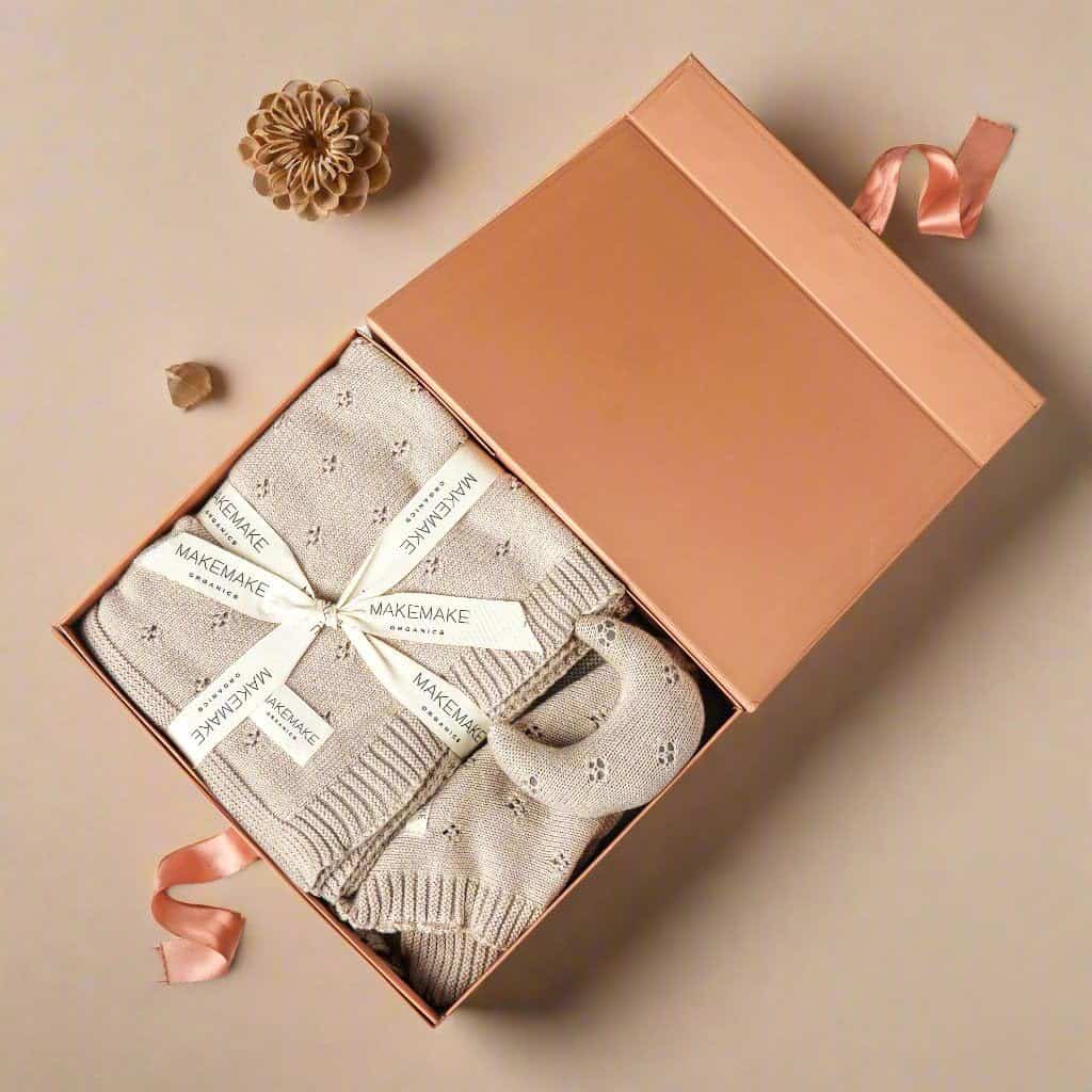 Set de Regalo de Manta de Bebé de Punto de Gasa de Algodón