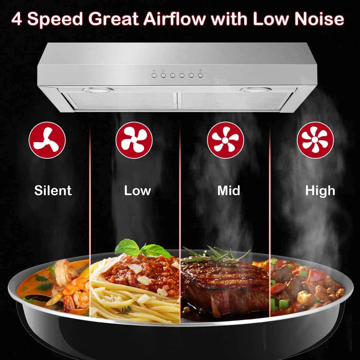 Campana extractora de 24 pulgadas ONEEON para debajo del - Imagen 4