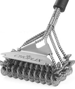 Cepillo de parrilla sin cerdas GlistenPro con raspador -