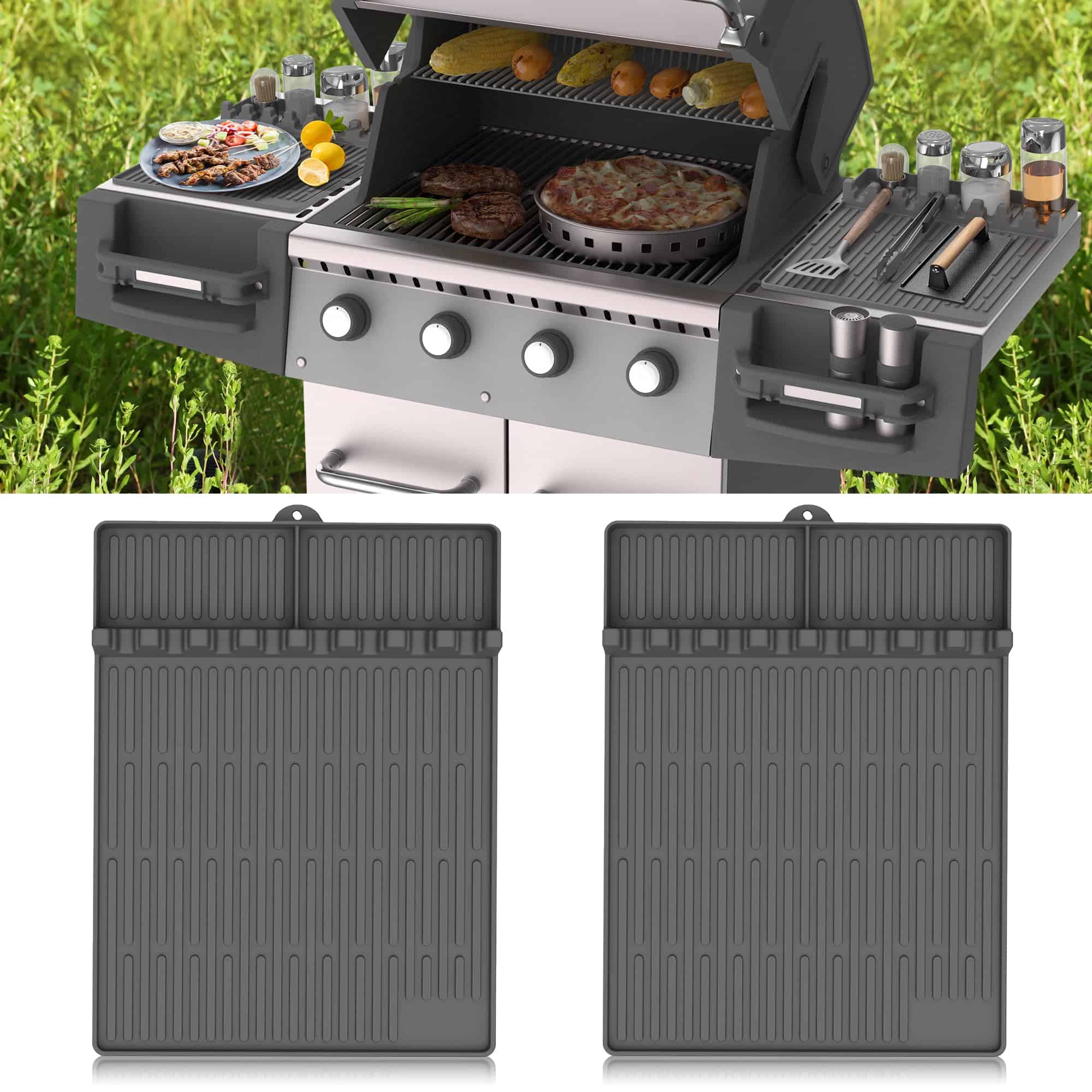 Tapete de Silicona para Utensilios de Parrilla -Gris 2-pack