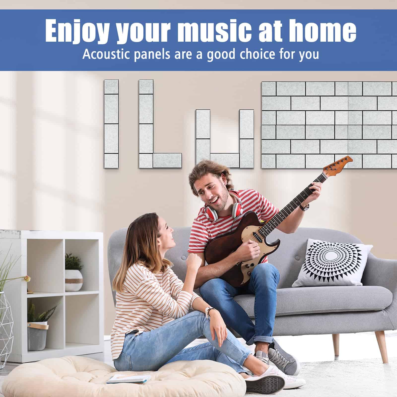 Pack de 12 Paneles Acústicos con Autoadhesivo, 24"X 12"X - Imagen 3