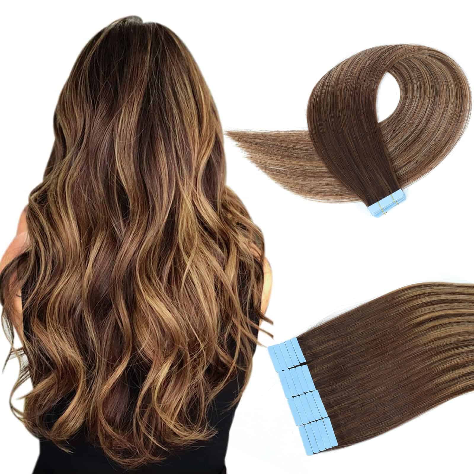 Extensiones de Cabello de Cinta Pelo Humano Doble Trama