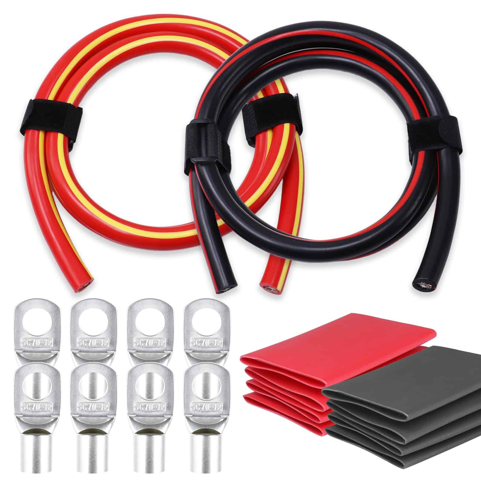 Cable de inversor de batería de calibre 1/0 HBU - Par de