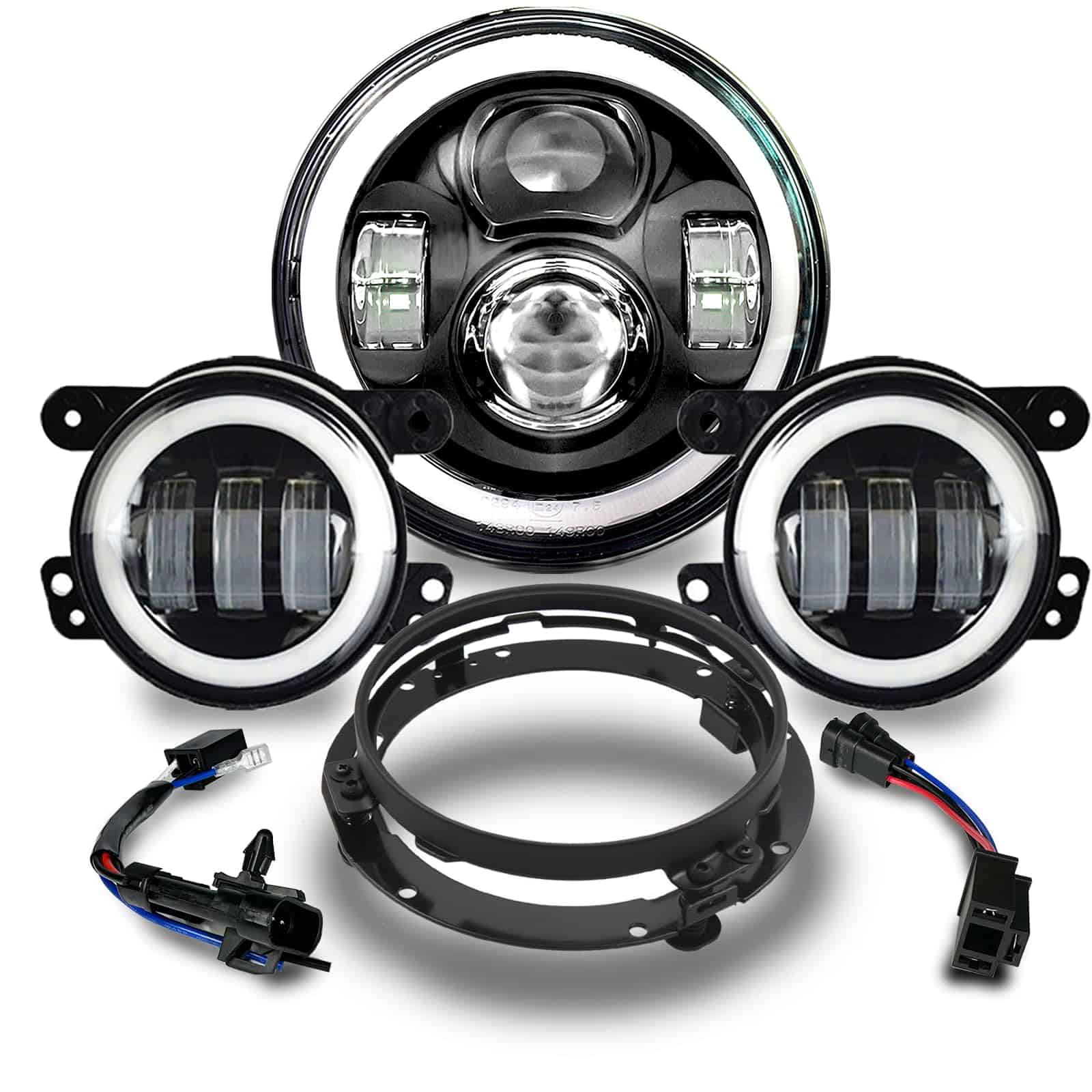 Faro LED para Motocicleta de 7 pulgadas con Luces de Niebla