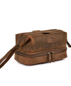 LEATHER VILLAGE Estuche de Cuero Genuino - Bolsa de Aseo