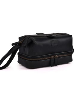 LEATHER VILLAGE Neceser de Cuero Genuino � Grande Bolsa de