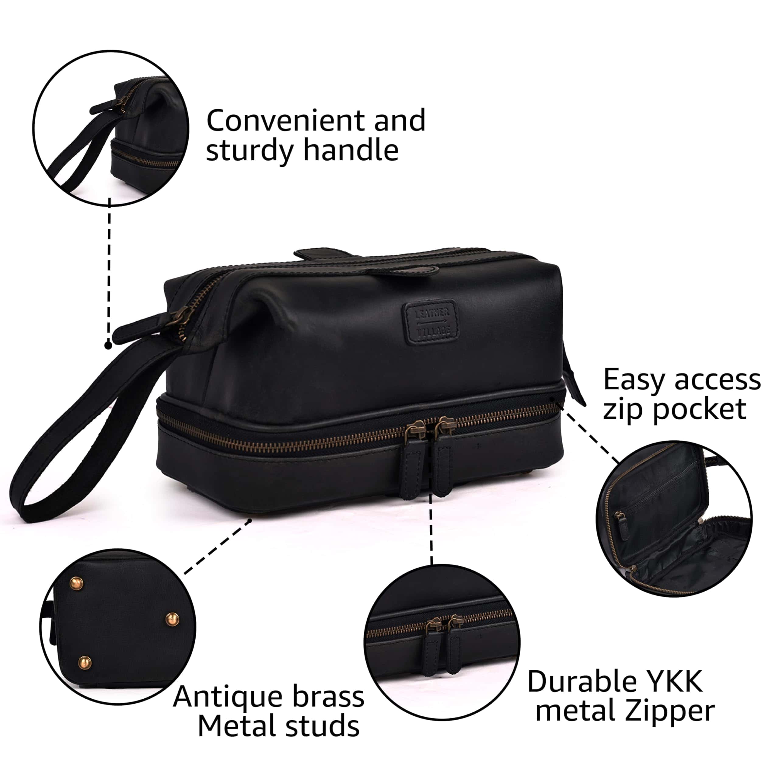 LEATHER VILLAGE Neceser de Cuero Genuino � Grande Bolsa de - Imagen 4