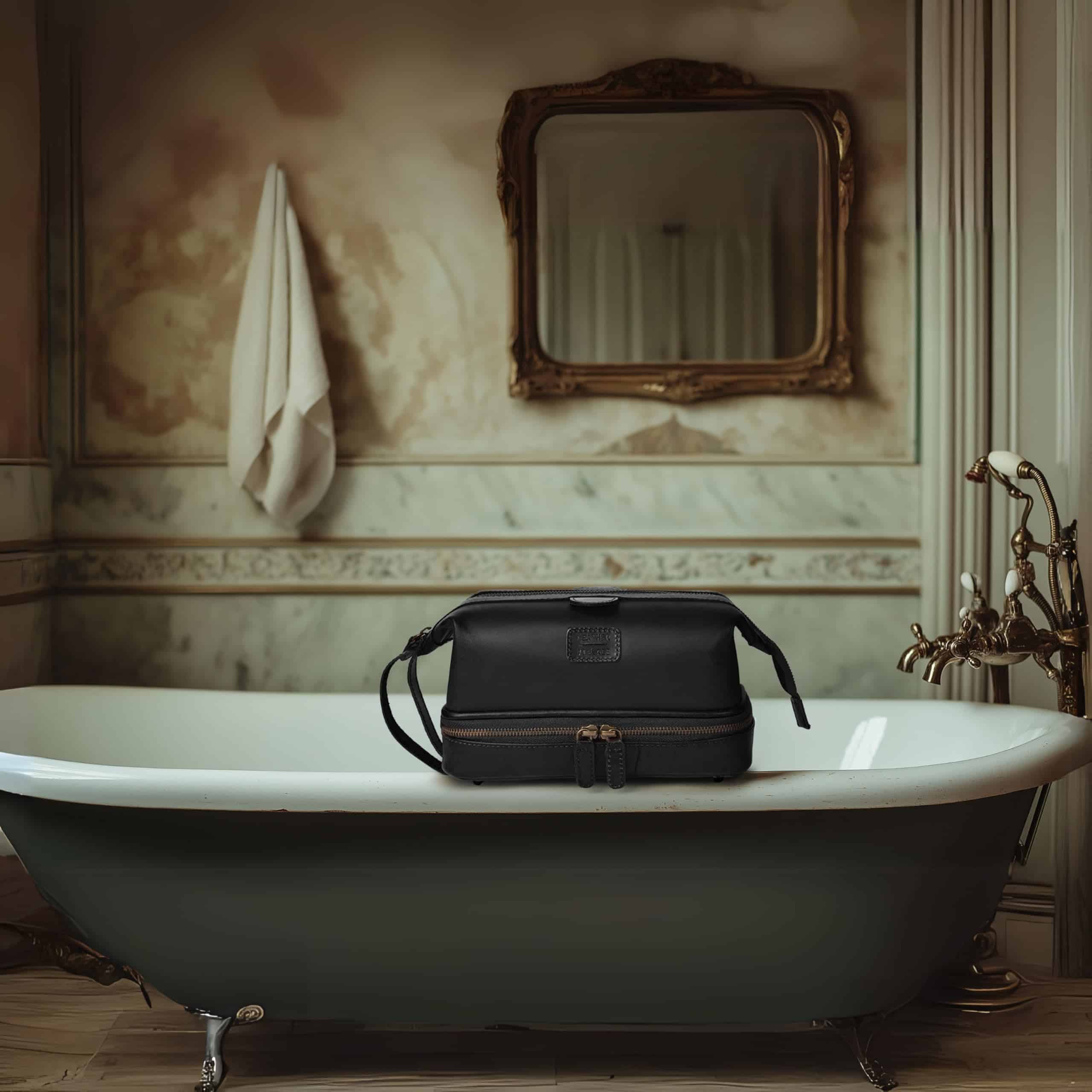 LEATHER VILLAGE Neceser de Cuero Genuino � Grande Bolsa de - Imagen 7