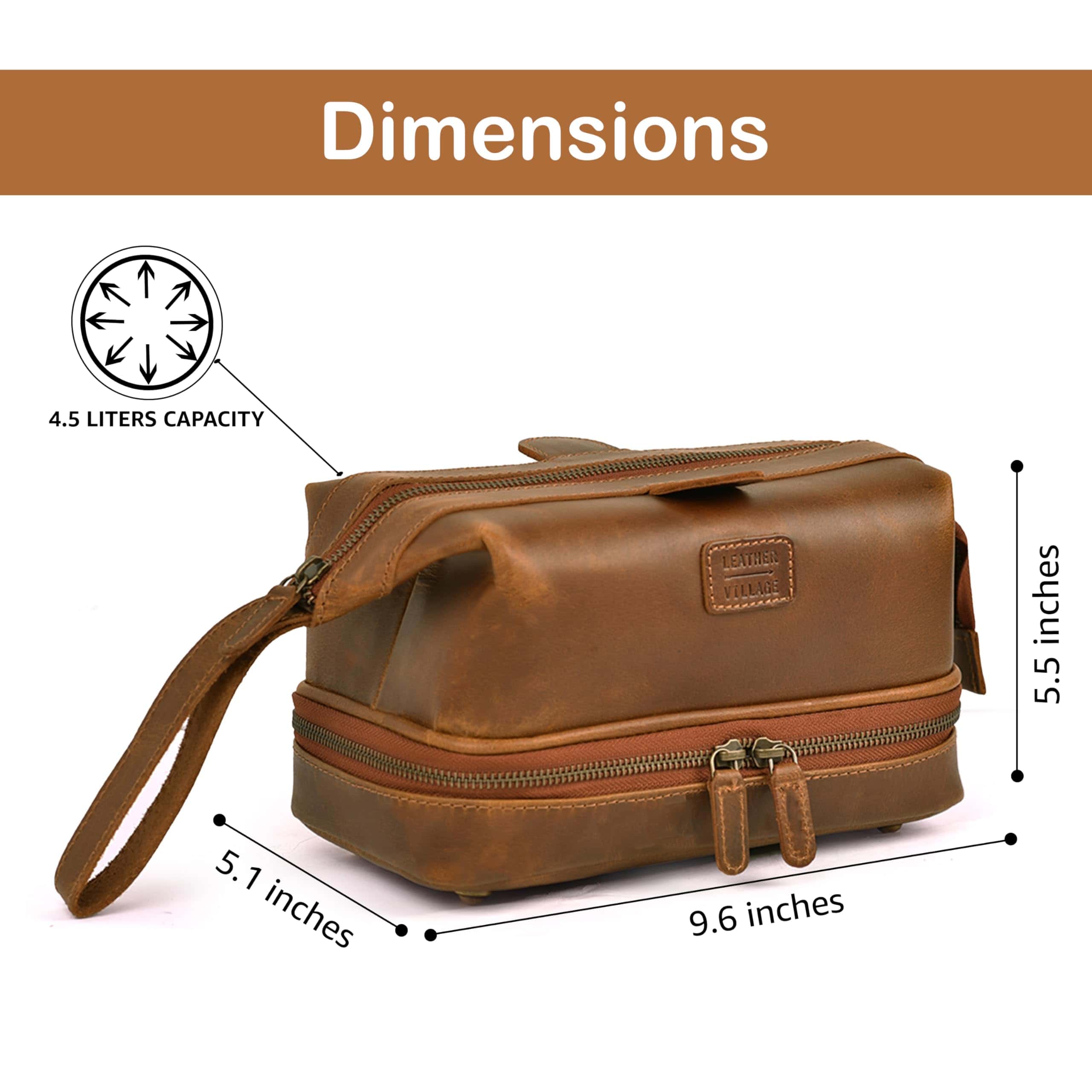 LEATHER VILLAGE Bolsa de Aseo de Cuero Genuino – Grande Kit - Imagen 6