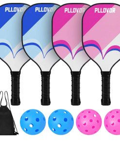 Set de 4 Palas de Pickleball de Madera con 4 Pelotas y