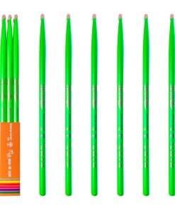 Par de 3 (Verde), Baquetas de Batería con Brillo UV,
