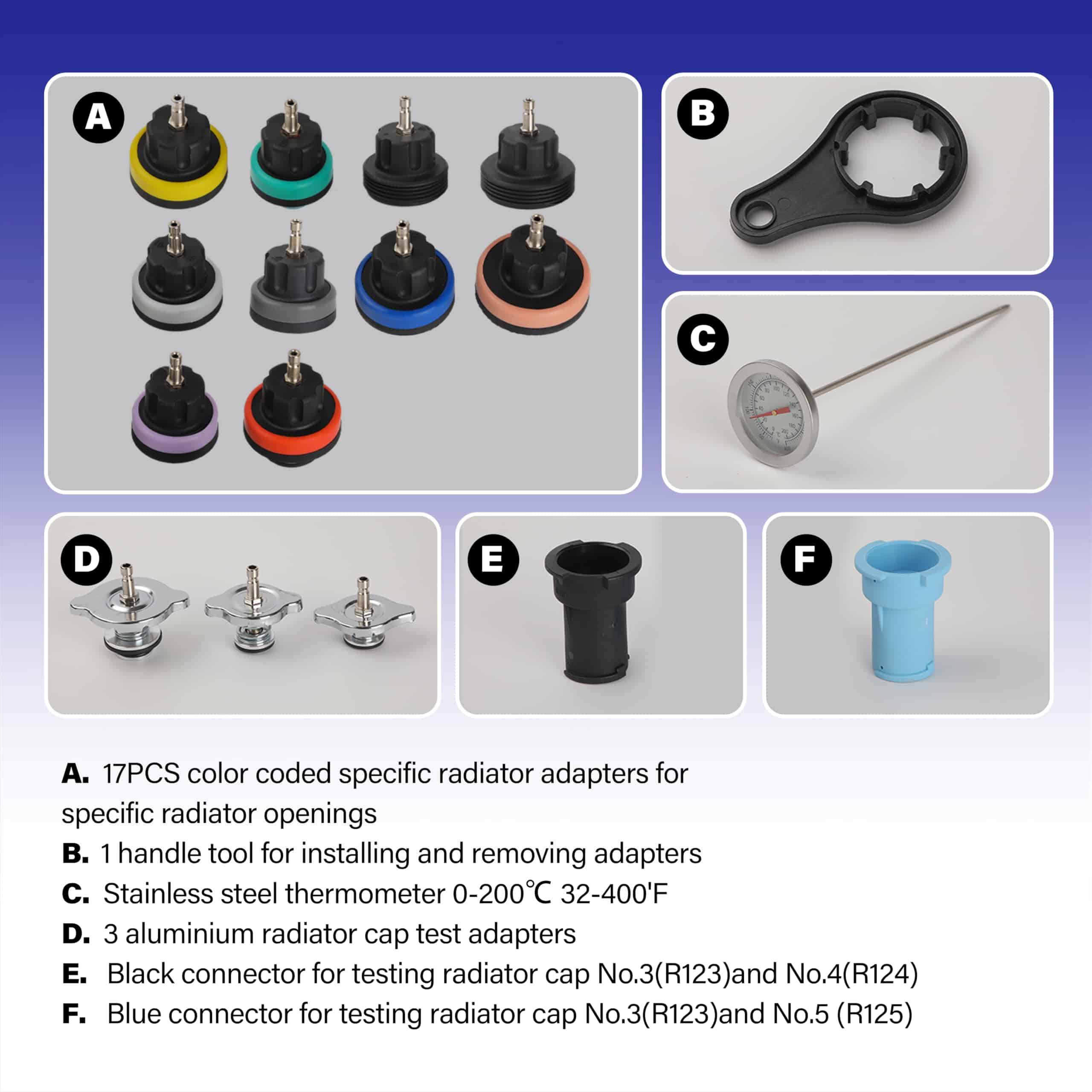 Kit de Prueba de Presión del Radiador Universal 18 Piezas - Imagen 3