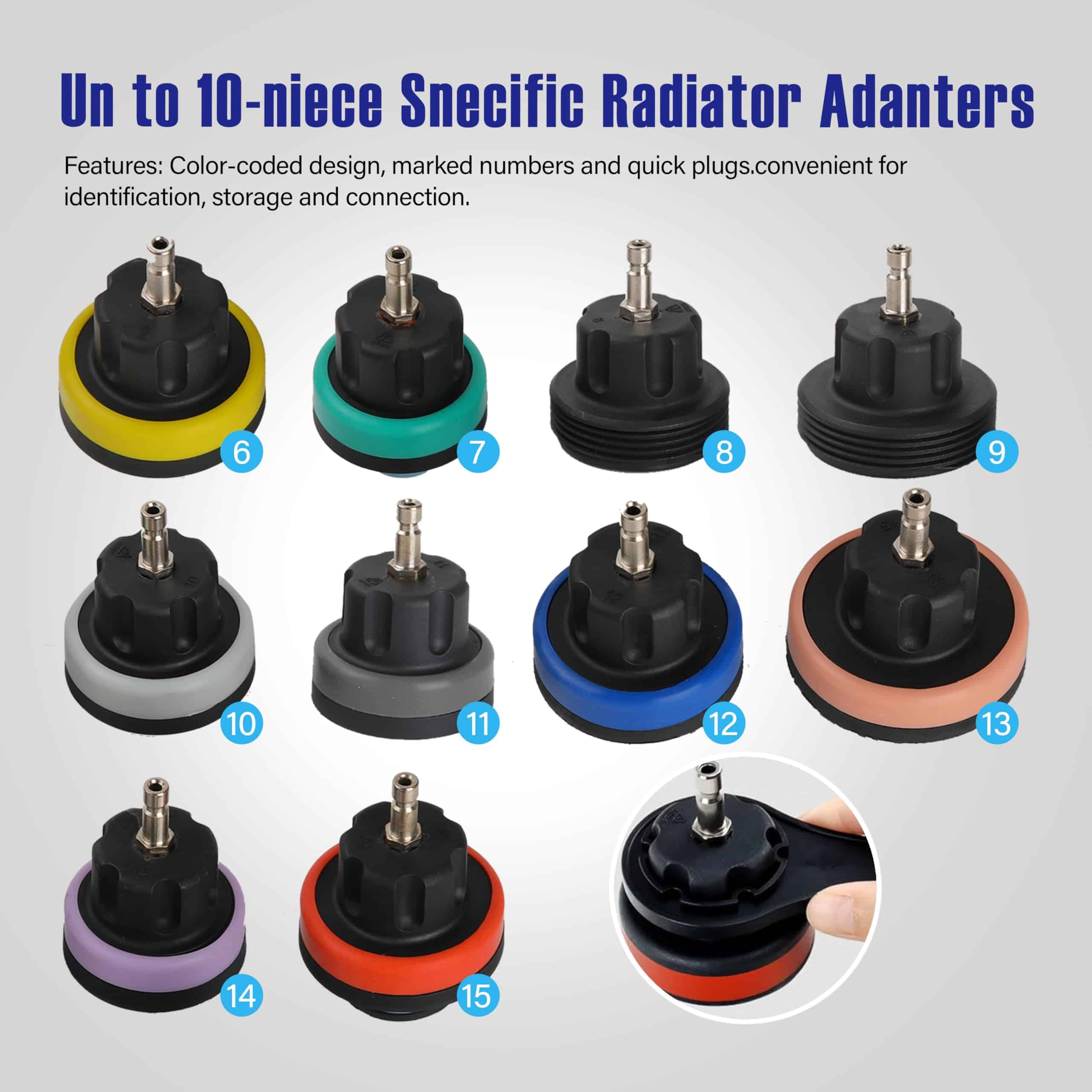 Kit de Prueba de Presión del Radiador Universal 18 Piezas - Imagen 4