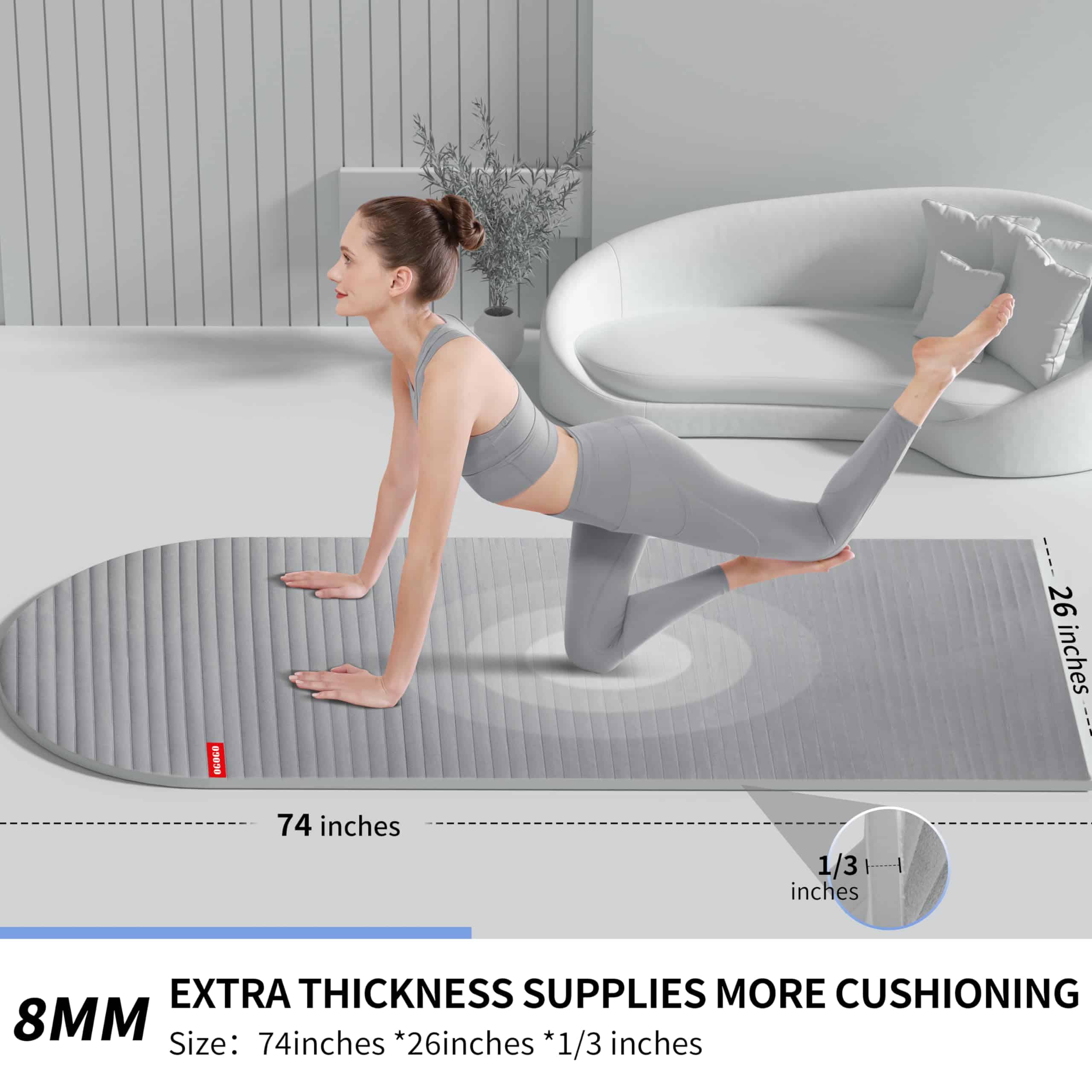 Tapete de Yoga OGOGO con Acabado de Gamuza, -Negro - Imagen 3