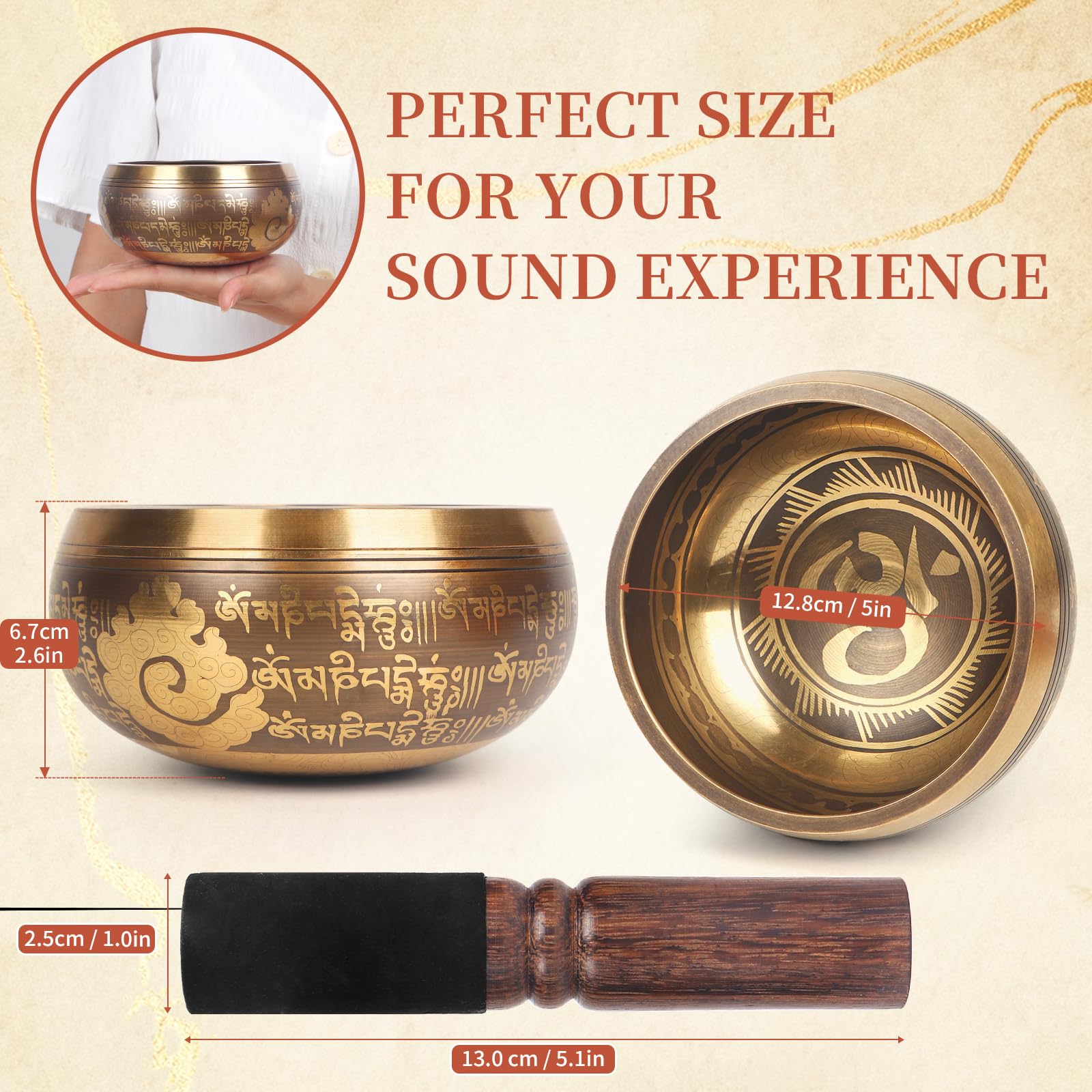 AKLOT HandMade Meditation Singing Bowl: Juego de Cuenco - Imagen 5