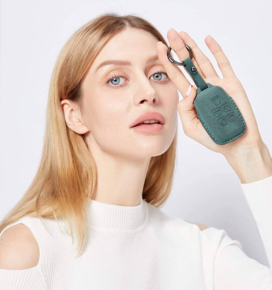 Estuche para llave de cuero genuino de gamuza CGZOWYU - Imagen 3