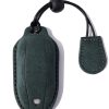 Funda de Llave Tesla con Cuero Genuino de -Verde Oscuro