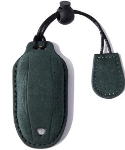 Funda de Llave Tesla con Cuero Genuino de -Verde Oscuro