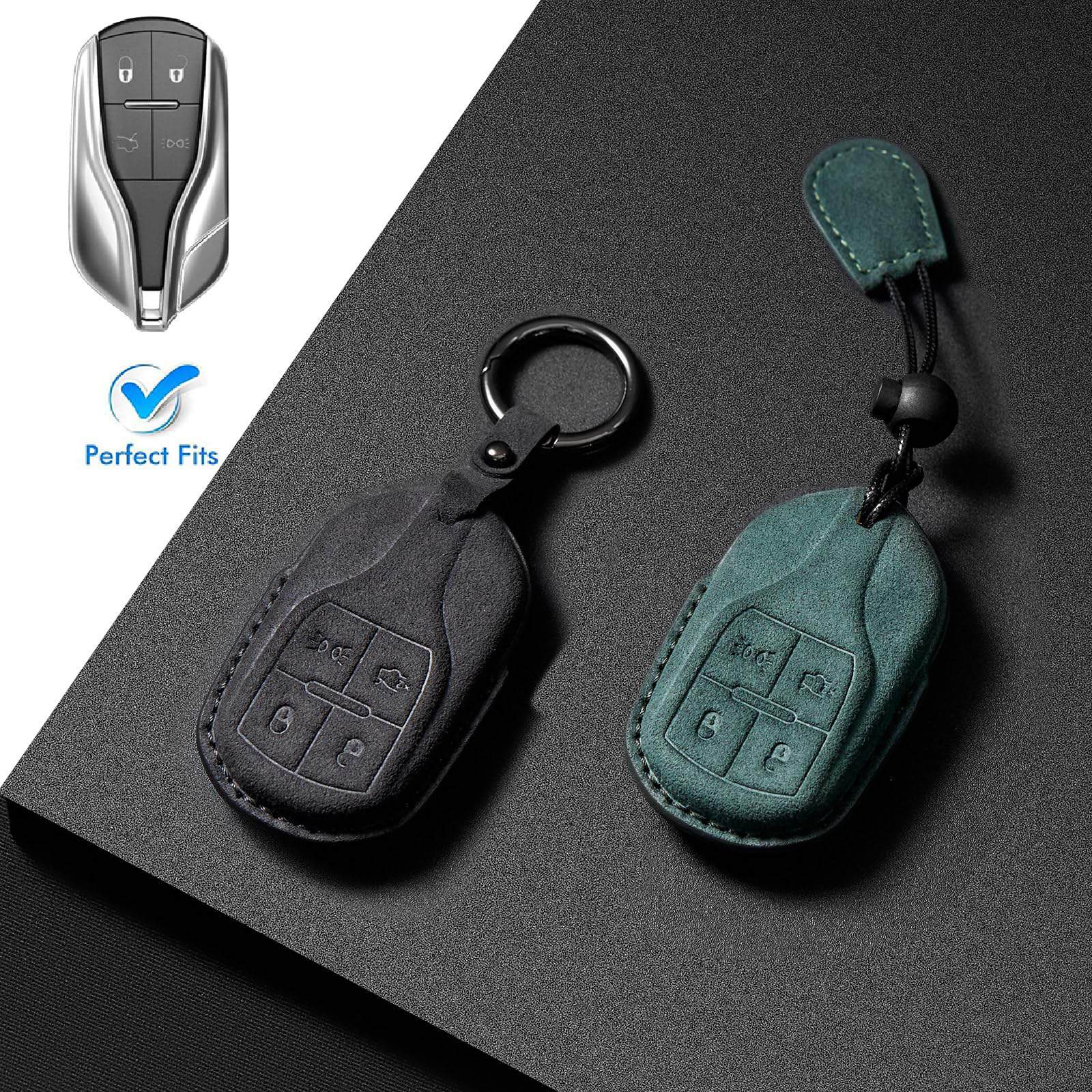 Funda de Cuero de Gamuza Genuina Compatible con Llavero - Imagen 5