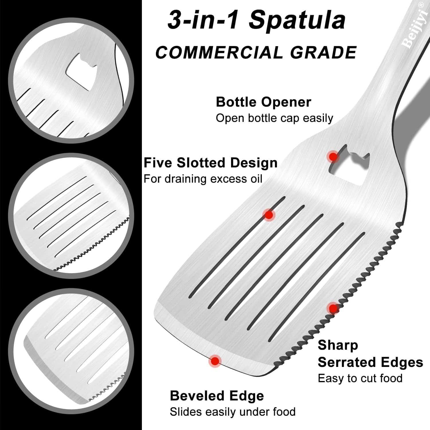 Espátula de Parrilla de Acero Inoxidable Beijiyi, 15.8'' - Imagen 5
