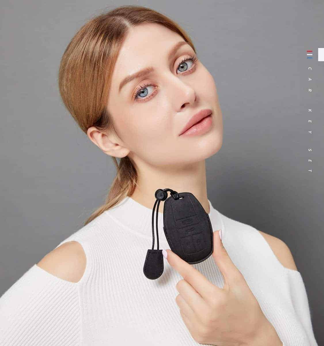 Estuche de llavero inteligente de cuero genuino de gamuza - Imagen 4