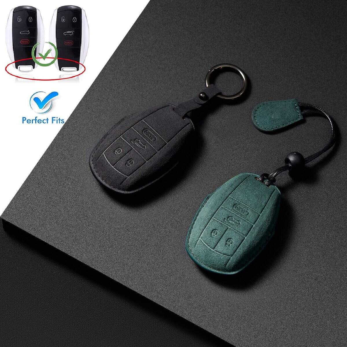 Estuche de llavero inteligente de cuero genuino de gamuza - Imagen 5