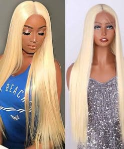 Peluca Larga Recta de Encaje Frontal Sintética Pelo Pre