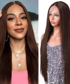 Pelucas Rectas Largas de Encaje Frontal Sintético Pre