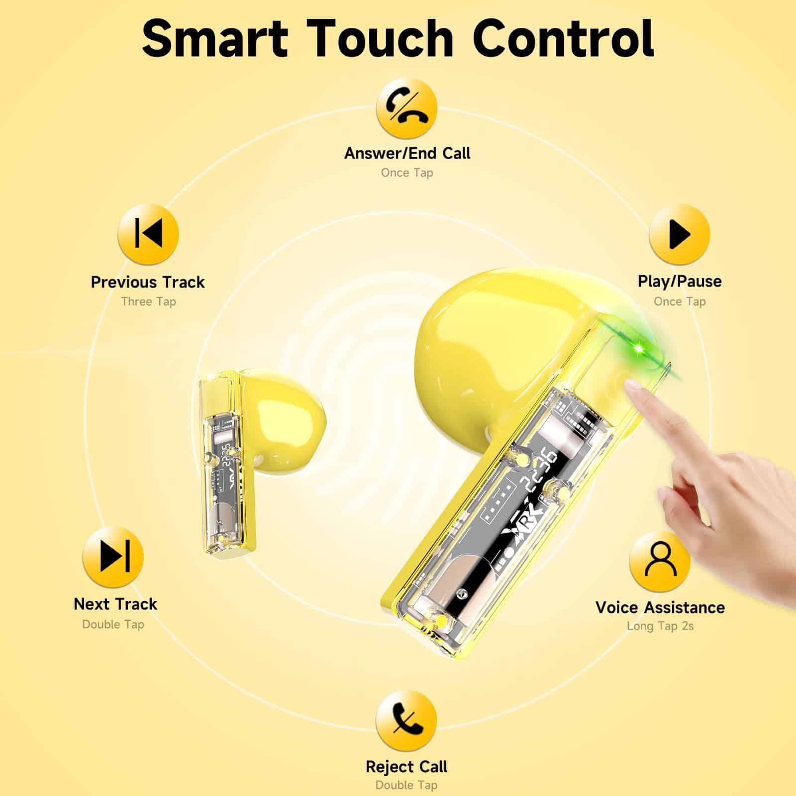 Audífonos Inalámbricos aigo True Wireless -Amarillo - Imagen 6