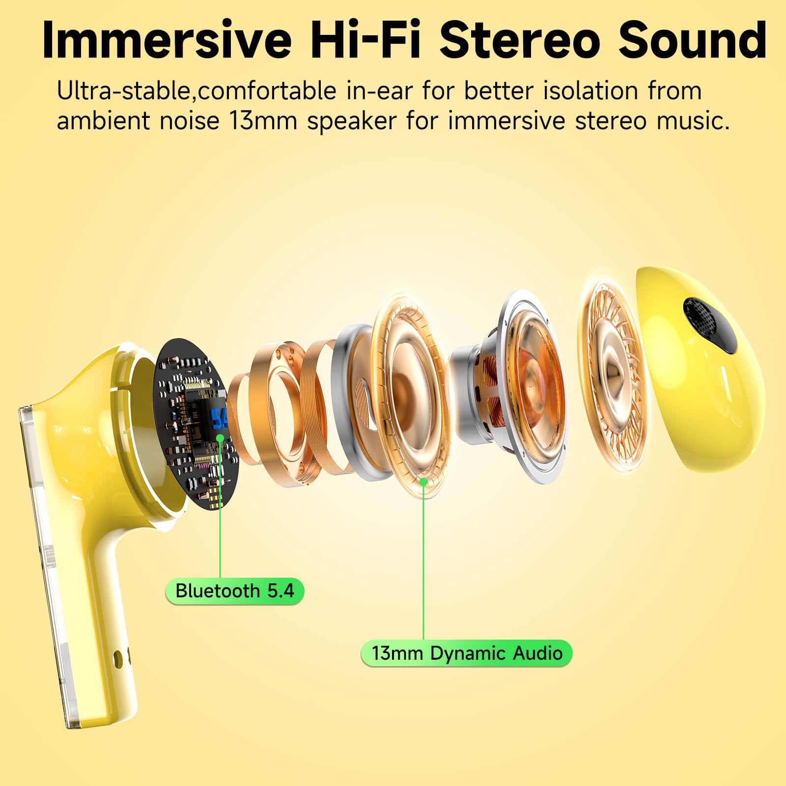 Audífonos Inalámbricos aigo True Wireless -Amarillo - Imagen 4