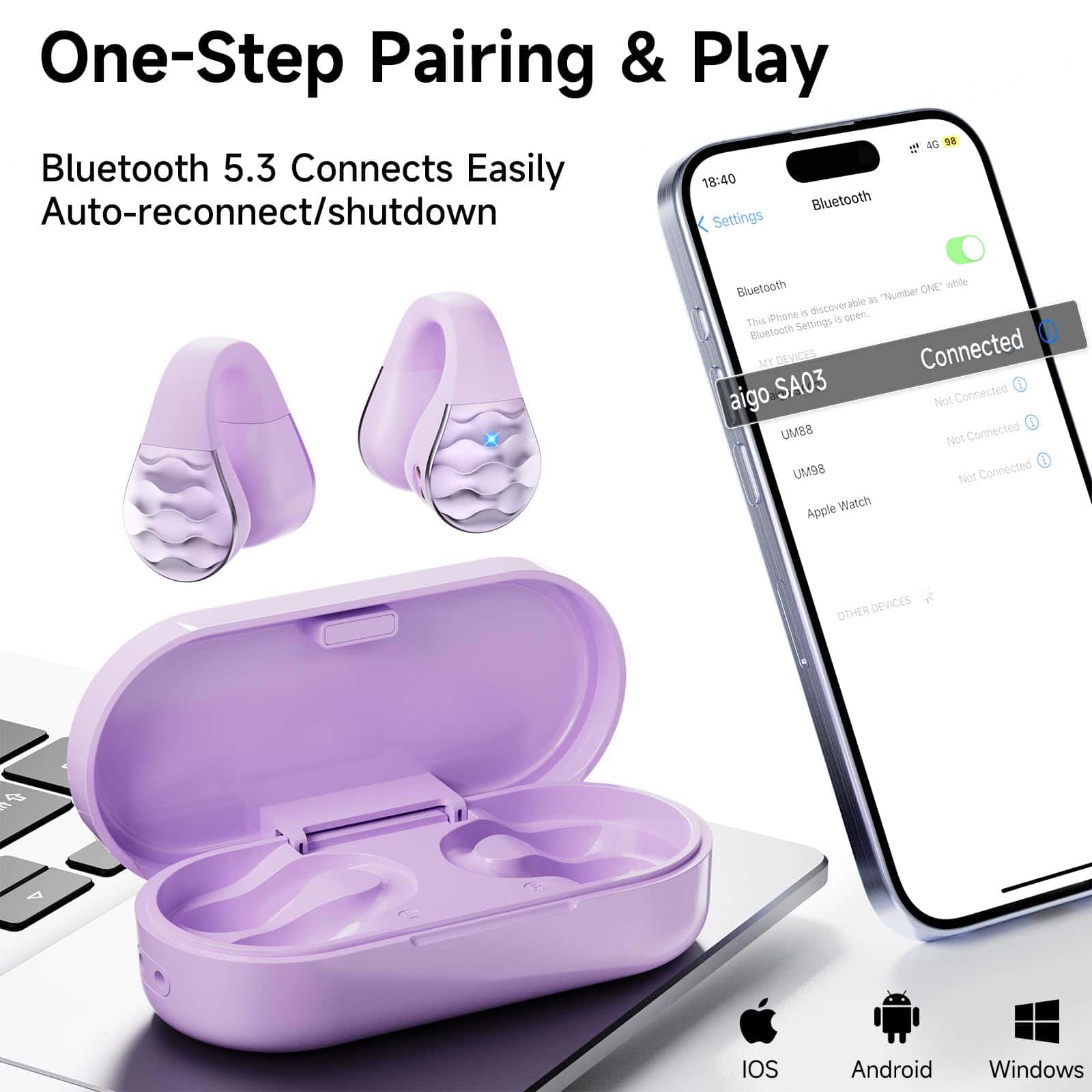 Audífonos inalámbricos Bluetooth aigo, Auriculares - Imagen 5