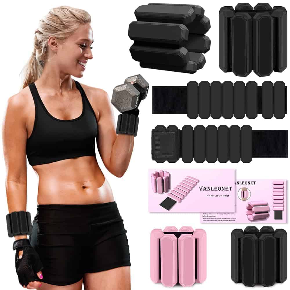Pesas de muñeca y tobillo Vanleonet para mujeres, set