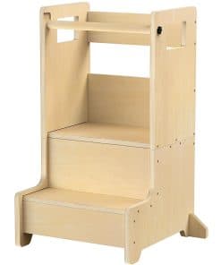 Taburete de Dos Pasos Naitesen para Niños de Madera Natural