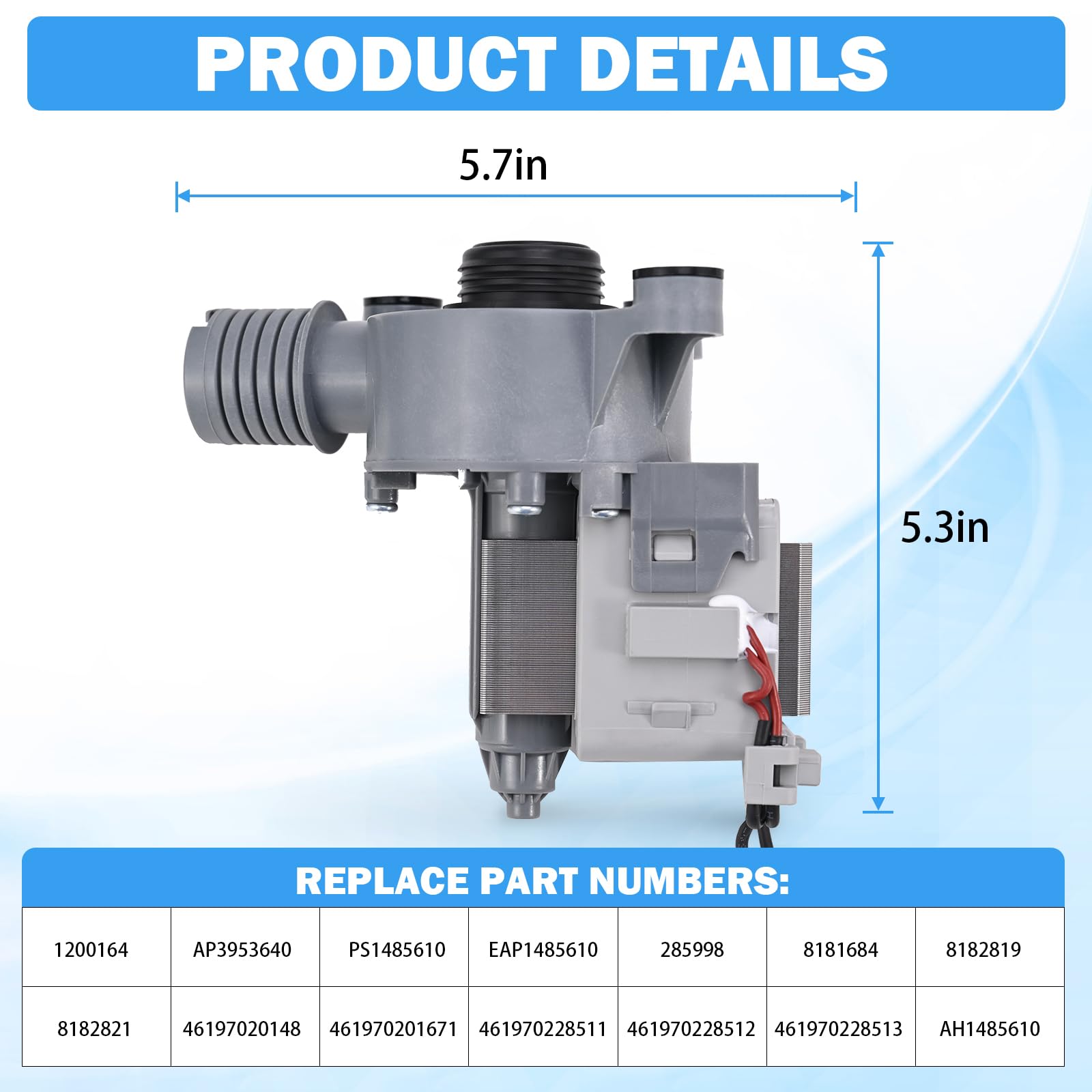 WH11X34742 Bomba de Drenaje de Lavadora Compatible con - Imagen 7
