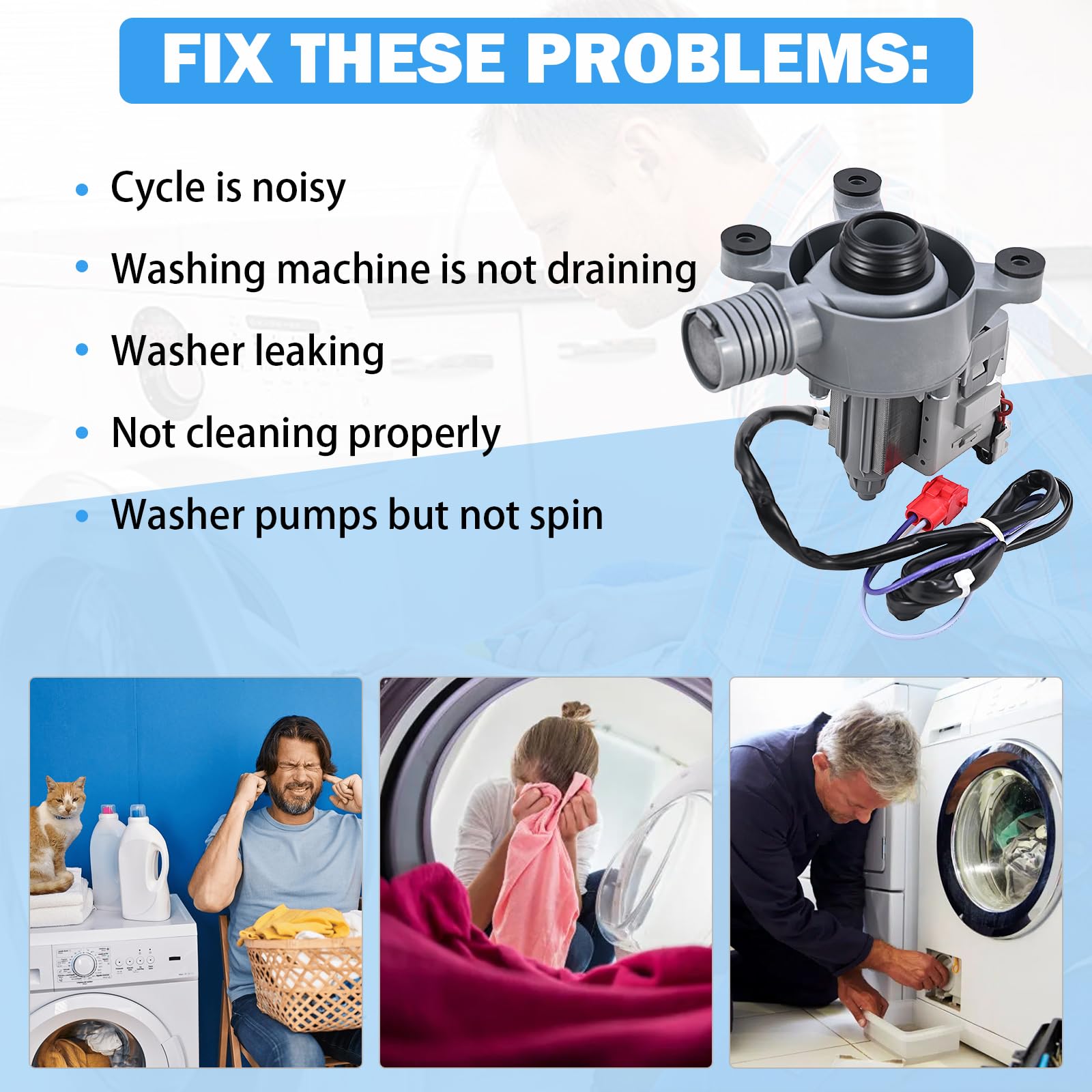 WH11X34742 Bomba de Drenaje de Lavadora Compatible con - Imagen 5