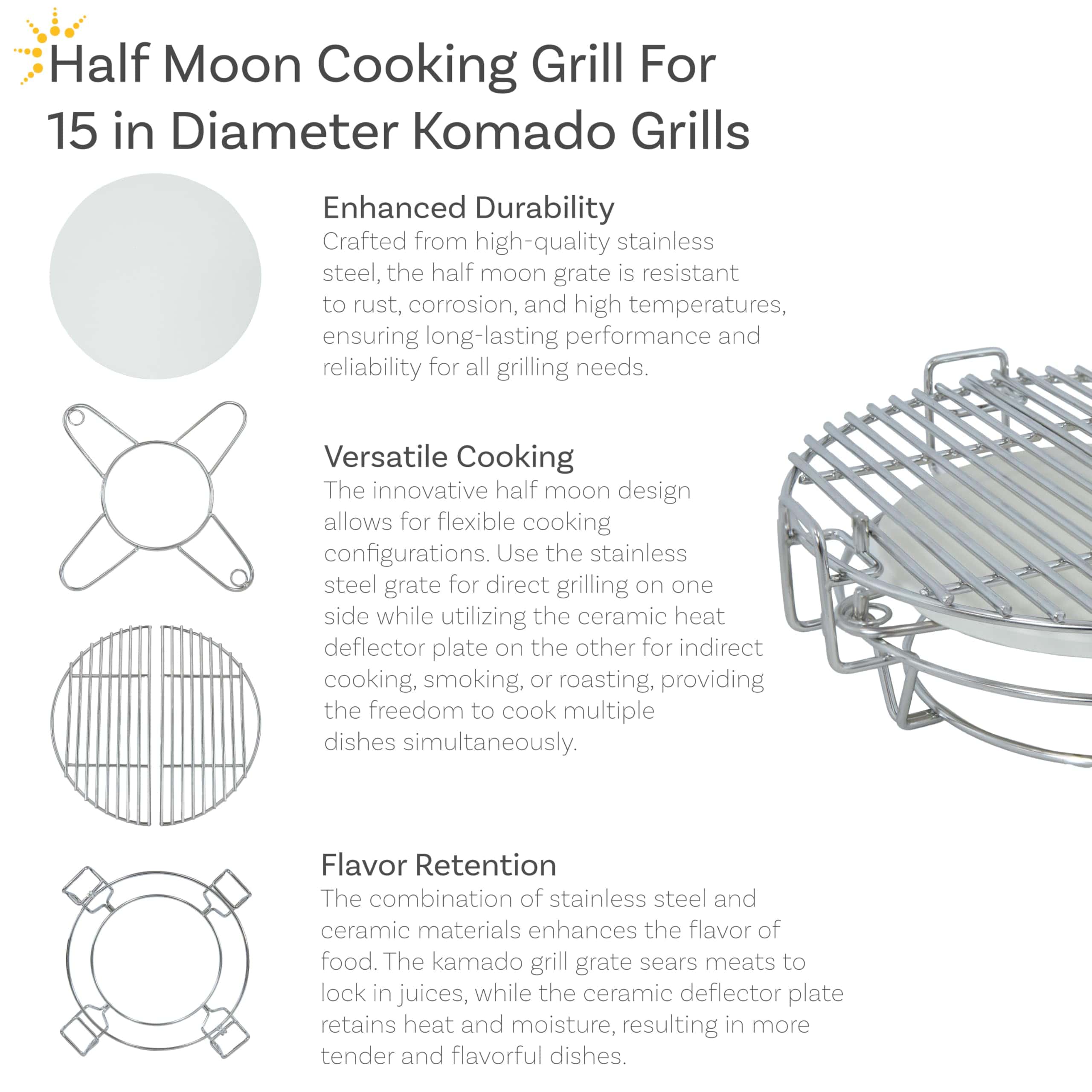 Sistema de Parrilla en Forma de Media Luna de Sunnydaze - - Imagen 3